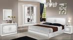 Slaapkamer klassiek Italiaanse hoogglans wit zwart bari set, Nieuw, Ophalen of Verzenden, Tweepersoons
