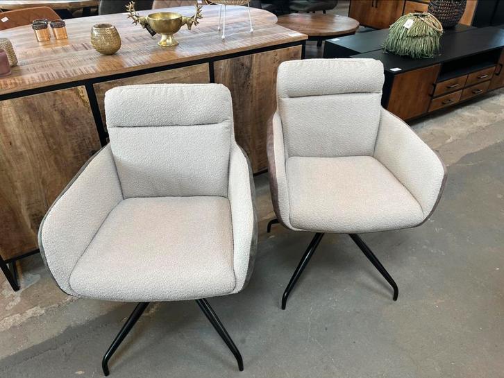 Magazijn leegverkoop draai eetstoelen teddystof pu leer taup, Huis en Inrichting, Stoelen, Nieuw, Vijf, Zes of meer stoelen, Kunststof