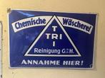 Emaille reclamebord TRI CHEMISCHE WÄSCHEREI Jaren 30, Verzamelen, Merken en Reclamevoorwerpen, Ophalen of Verzenden, Gebruikt