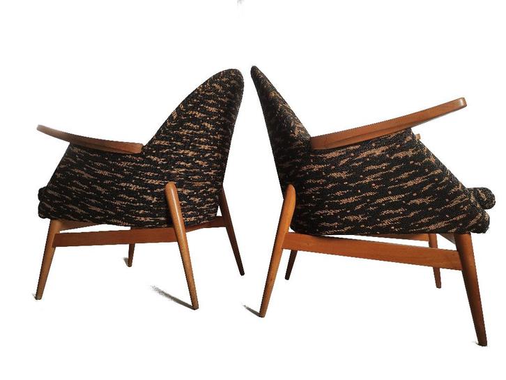 Fantastische vintage Julia Gaubek design fauteuil clubchair, Huis en Inrichting, Fauteuils, Gebruikt, Hout, Stof, 50 tot 75 cm