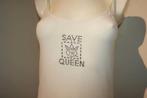 Save the Queen witte stretch top merk zilveren studs L/XL, Maat 42/44 (L), Ophalen of Verzenden, Zonder mouw, Gedragen