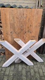 Houten tafel met kruispoten - 90x140 cm, Huis en Inrichting, Tafels | Eettafels, Ophalen