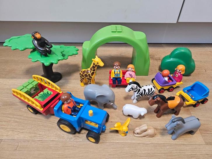 Playmobil 123 dierentuin met tractor en dieren, Kinderen en Baby's, Speelgoed | Playmobil, Gebruikt, Ophalen of Verzenden