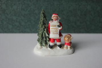 Kerstdorp figurine van de kerstman met zijn hondje beschikbaar voor biedingen
