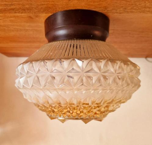 Vintage Glazen Plafonnière glashütte limburg, Huis en Inrichting, Lampen | Plafondlampen, Gebruikt, Ophalen of Verzenden