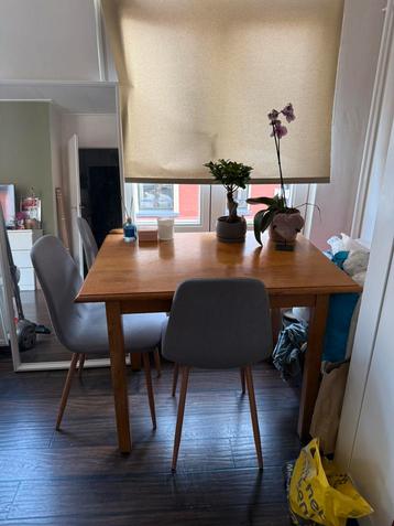 Eettafel + grijze stoelen