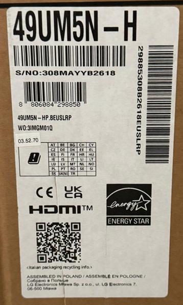 Nieuwe LG 49UM5N-H 4K Signage Display – Scherm beschadigd beschikbaar voor biedingen