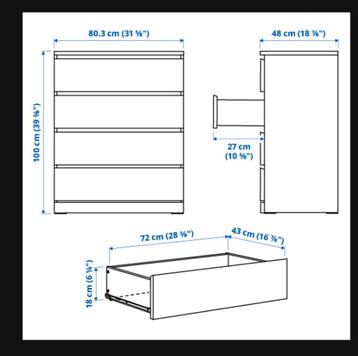 Ikea Malm witte ladekast met 4 laden - afbeelding 4