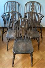Windsor wheelback eetkamerstoelen, set van 5, Huis en Inrichting, Vijf, Zes of meer stoelen, Gebruikt, Bruin, Hout