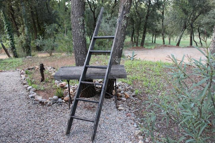 Brocante - Houten decoratie-ladder!, Doe-het-zelf en Verbouw, Ladders en Trappen, Gebruikt, Ladder, 2 tot 4 meter, Ophalen