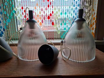 Hanglamp geribbeld glas retro beschikbaar voor biedingen