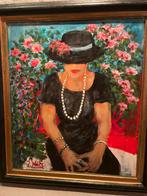 Bekende Dame in mijn rozentuin, Antiek en Kunst, Kunst | Schilderijen | Klassiek, Ophalen