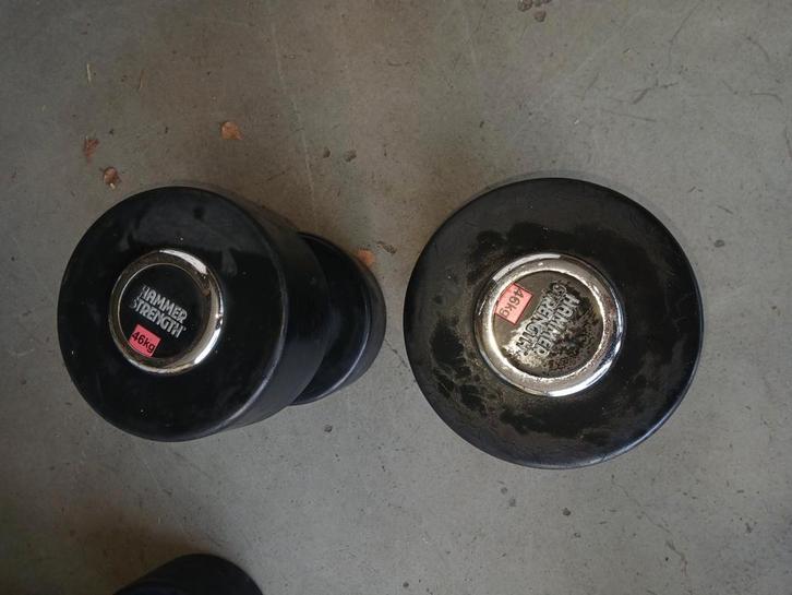 2x 46kg Hammer Strength Dumbbells, Sport en Fitness, Fitnessmaterialen, Gebruikt, Dumbbell, Armen, Borst, Rug, Ophalen