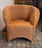 ROTAN FAUTEUL DESING RETRO JAREN 80 Zithoog 43 cm br 72en70, Huis en Inrichting, Stoelen, Ophalen, Bruin, Riet of Rotan, Zo goed als nieuw