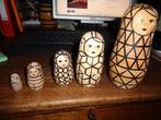 set van 5 unieke  houten Matroeskja poppen .., Ophalen of Verzenden