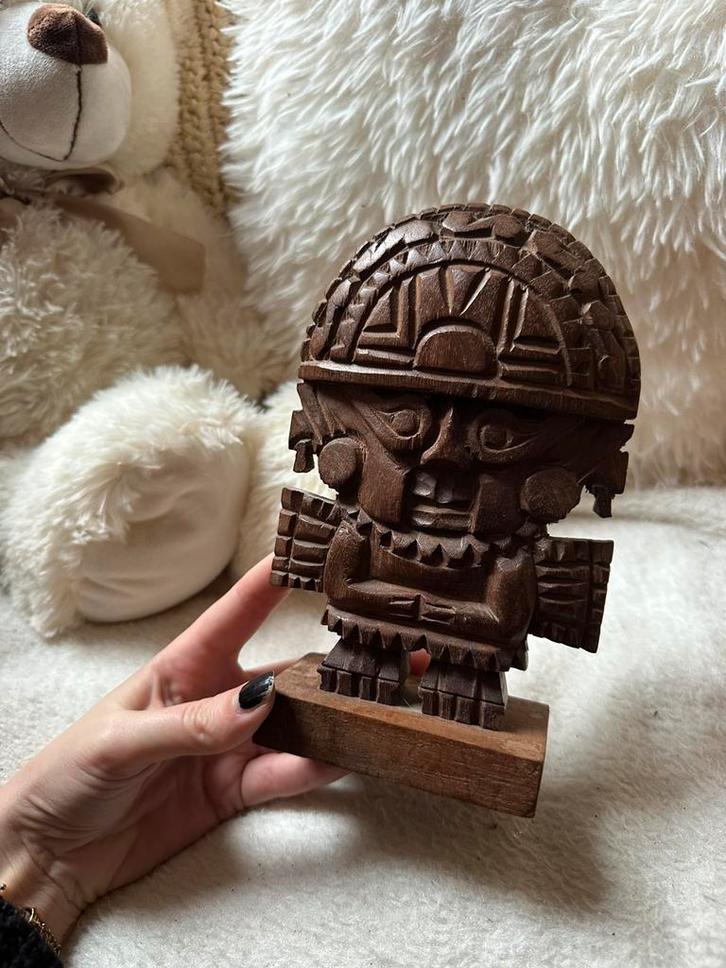 Vintage Peruaans Houten Tumi Beeldje, handgesneden Sculptuur, Antiek en Kunst, Kunst | Beelden en Houtsnijwerken, Ophalen of Verzenden