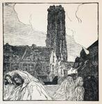 Albert Delstance (1870-1941) Houtsnede 'Toren van Sint Rombo, Ophalen of Verzenden