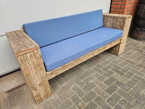 Steigerhouten bank met kussens, Tuin en Terras, Tuinbanken, Zo goed als nieuw, Ophalen of Verzenden