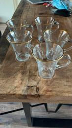 Set van 5 l’or vintage glazen kopjes met gouden rand, Ophalen of Verzenden, Overige stijlen, Kop(pen) en/of Schotel(s), Glas