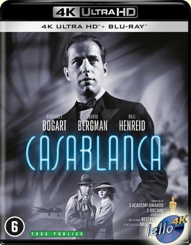 Blu-ray 4K Casablanca (1942 Humphrey Bogart Ingrid Bergman)N, Cd's en Dvd's, Blu-ray, Zo goed als nieuw, Klassiekers, Ophalen of Verzenden