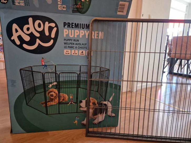 Adori puppyren 8 panelen incl. deur, Dieren en Toebehoren, Hondenbenches, Zo goed als nieuw, Ophalen
