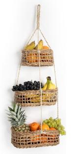 Fruitmand hangend, Ophalen of Verzenden, Nieuw, Rechthoekig, Riet