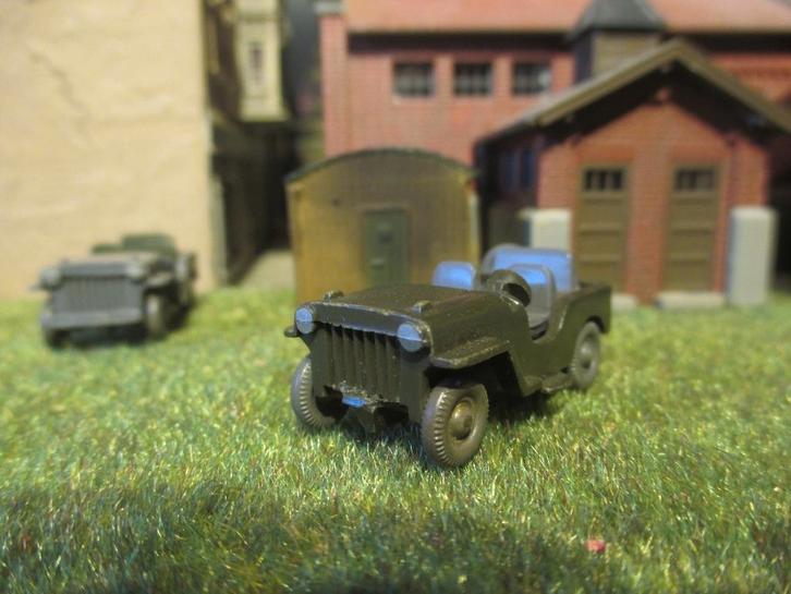 Kaiser Willys Jeep CJ 3A - Wiking olijfgroen, Hobby en Vrije tijd, Modelauto's | 1:87, Gebruikt, Auto, Wiking, Ophalen of Verzenden