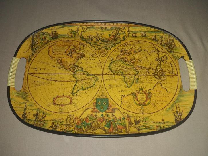 Vintage dienblad, Huis en Inrichting, Woonaccessoires | Dienbladen, Zo goed als nieuw, Overige materialen, Ovaal, Ophalen of Verzenden