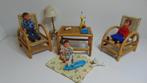 Vintage rotan poppenhuis set, Gebruikt, Ophalen of Verzenden, Gebruiksvoorwerp
