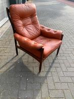 Mooie vintage scandinavische fauteuil, Ophalen of Verzenden, Zo goed als nieuw, Leer