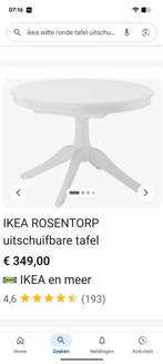 Witte ikea ronde eettafel uitschuifbaar, Huis en Inrichting, Tafels | Eettafels, Ophalen, Rond, Zo goed als nieuw, Vijf personen of meer