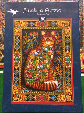 Puzzel 1500 stukjes, Tapestry Cat Bluebird Puzzle