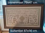 Vintage houten lijst met borduurwerk en glasplaat, Ophalen, Gebruikt, 50 tot 75 cm, 75 tot 100 cm