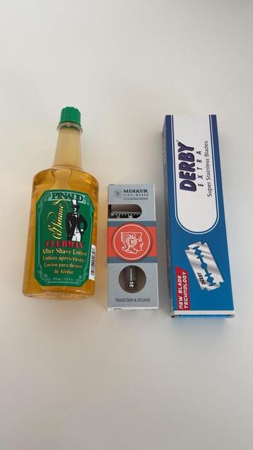 Safety Razor (Merkur 41C), 80 Derby Blades en aftershave! beschikbaar voor biedingen
