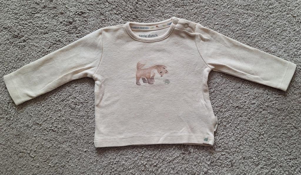 T-shirt longsleeve beige maat 62 van Little Dutch, Kinderen en Baby's, Babykleding | Maat 62, Little dutch, Jongetje of Meisje