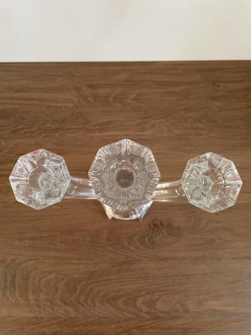 Glazen Kandelaar met 3 Kaarsen beschikbaar voor biedingen