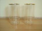 2x Glazen kaarsenhouders, Overige materialen, Gebruikt, Ophalen of Verzenden, Kandelaar