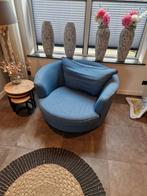 Blauwe fauteuil met kussen, Huis en Inrichting, Fauteuils, Ophalen, Gebruikt, 125 tot 150 cm, 125 cm of meer