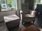 2 fauteuils met poef, Ophalen, Gebruikt, 75 tot 100 cm