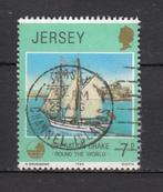 Jersey UK met een zeilboot 1980 operation Drake, Verzenden, Gestempeld