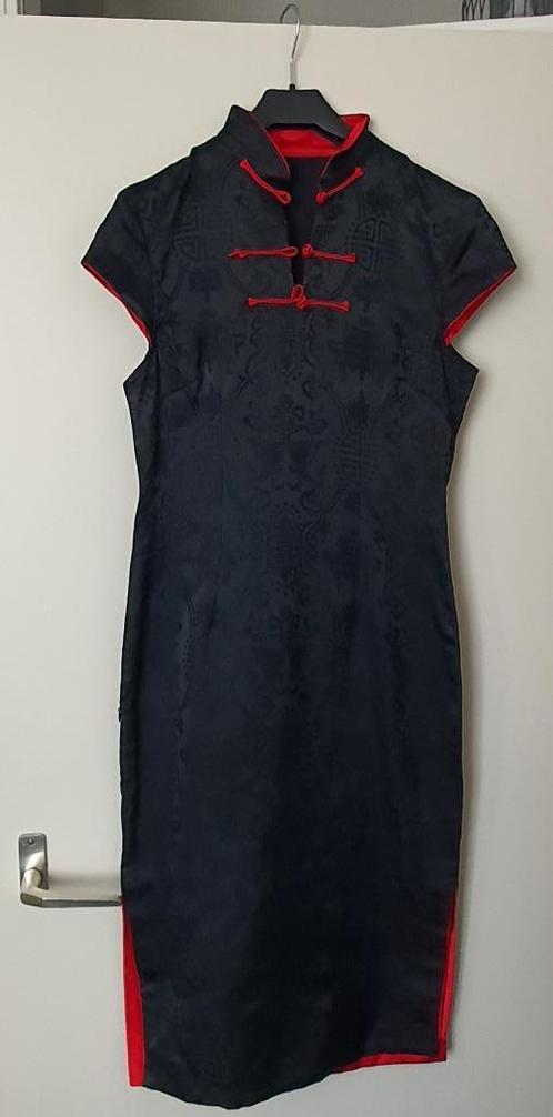 Chinees jurkje zwart met patroon mt 36/38, Kleding | Dames, Jurken, Zo goed als nieuw, Maat 36 (S), Zwart, Boven de knie, Ophalen of Verzenden