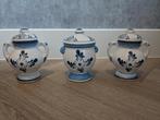 3 Delfts Blauwe Potjes met Deksel - Decoratief, Blauw, Aardewerk of Porselein, Ophalen of Verzenden, Zo goed als nieuw
