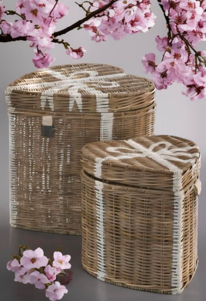 2 pcs Rivièra maison rustic rattan heart baskets, Huis en Inrichting, Woonaccessoires | Schalen en Manden, Nieuw, Ophalen of Verzenden