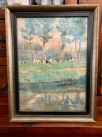 Antiek Schilderij Aquarel Krabbé, Verzenden