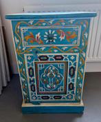 Marokkaans kastje handbeschilderd blauw, Huis en Inrichting, Kasten | Dressoirs, Ophalen of Verzenden, 25 tot 50 cm, Minder dan 50 cm