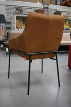4 x luxe eetkamerstoelen Jolly Jess design metaal leer camel, Huis en Inrichting, Stoelen, Ophalen, Bruin, Leer, Zo goed als nieuw