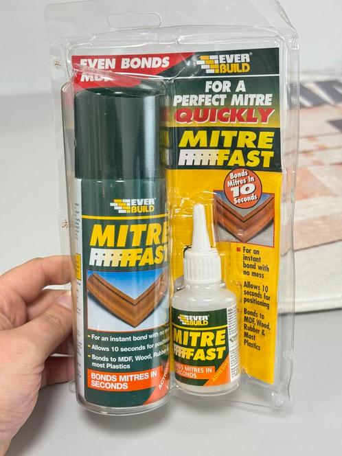 Miter Seconde Lijm + Activator Mdf Hout Rubber Kunststof, Doe-het-zelf en Verbouw, Hout en Planken, Nieuw, Overige typen, Ophalen of Verzenden