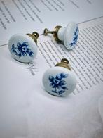 Porseleinen Meubelgreepjes met Blauwe Bloemen, Ophalen of Verzenden