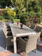 Mooie tuintafel met 8 stoelen, Tuin en Terras, Tuinsets en Loungesets, Ophalen, Zo goed als nieuw, Teakhout, Stoel