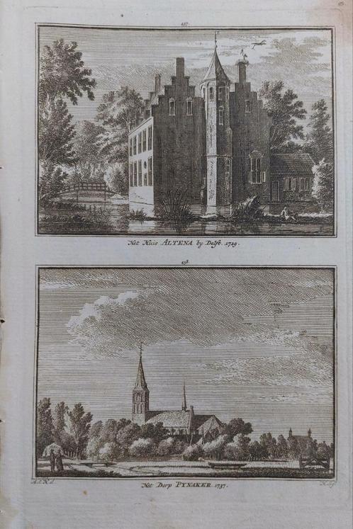 457-458 / Almkerk en Pijnakker huis Altena Kopergravure 1757, Antiek en Kunst, Kunst | Etsen en Gravures, Ophalen of Verzenden